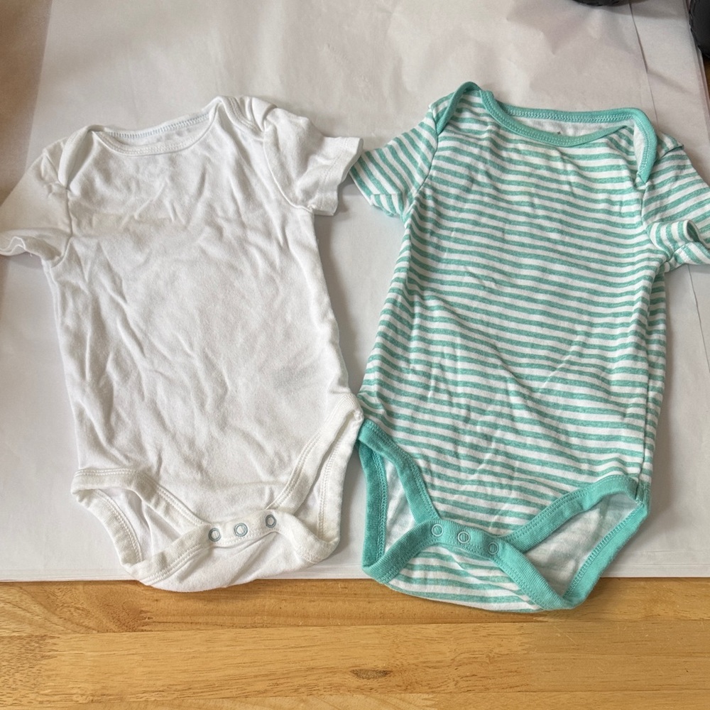 Cloud Island 6-9 months Striped and Solid Baby Onesie Set, gently used